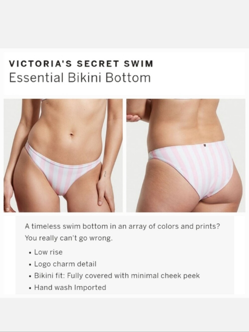 Victoria's secret very sexy essential bikini swim bikini bottom PINK  STRIPE XL